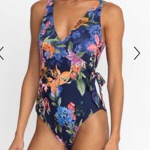 Johnny Was Floral One Piece - Navy and Multicolor